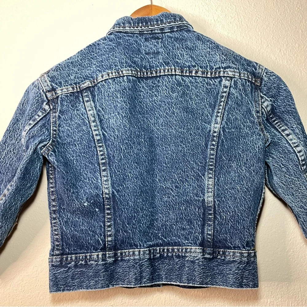 Vintage Lee Boys Girls Blue Denim Trucker‎ Jean Jacket Acid Wash Size 6